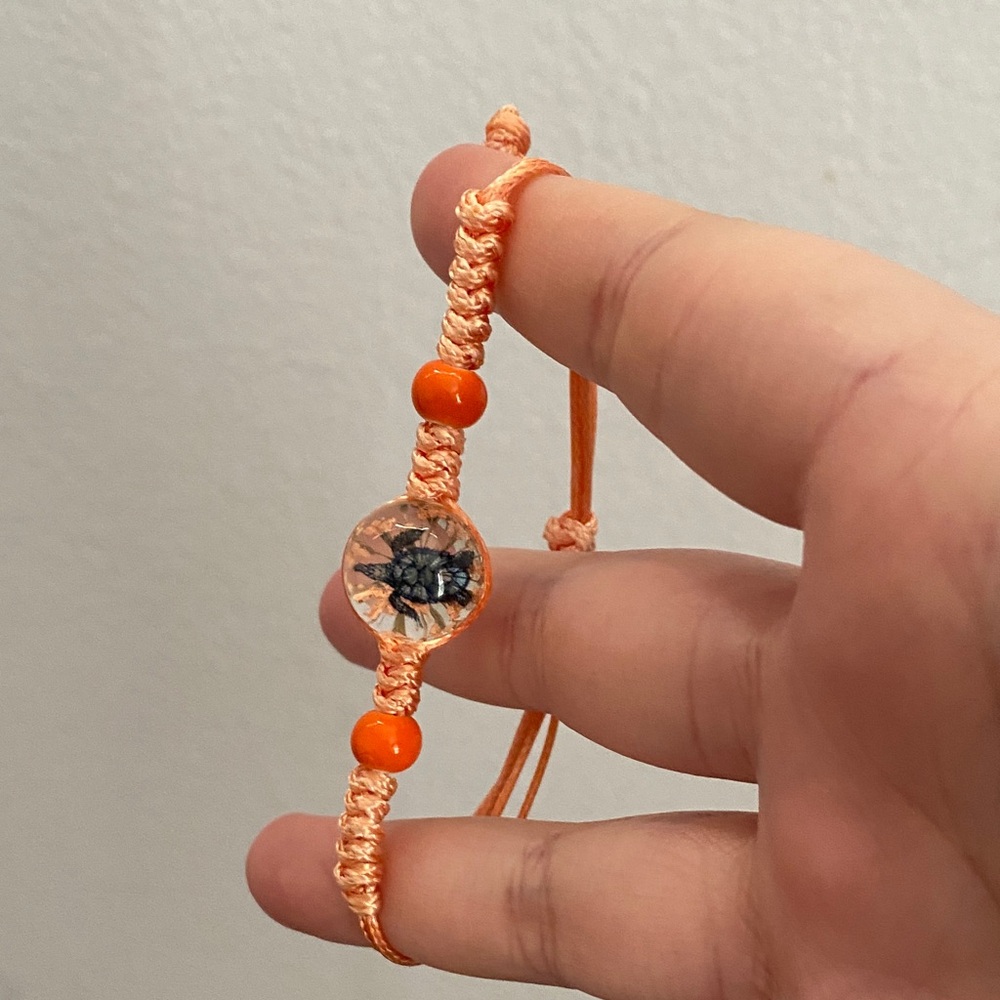Handmade Orange Beaded Macrame Bracelet